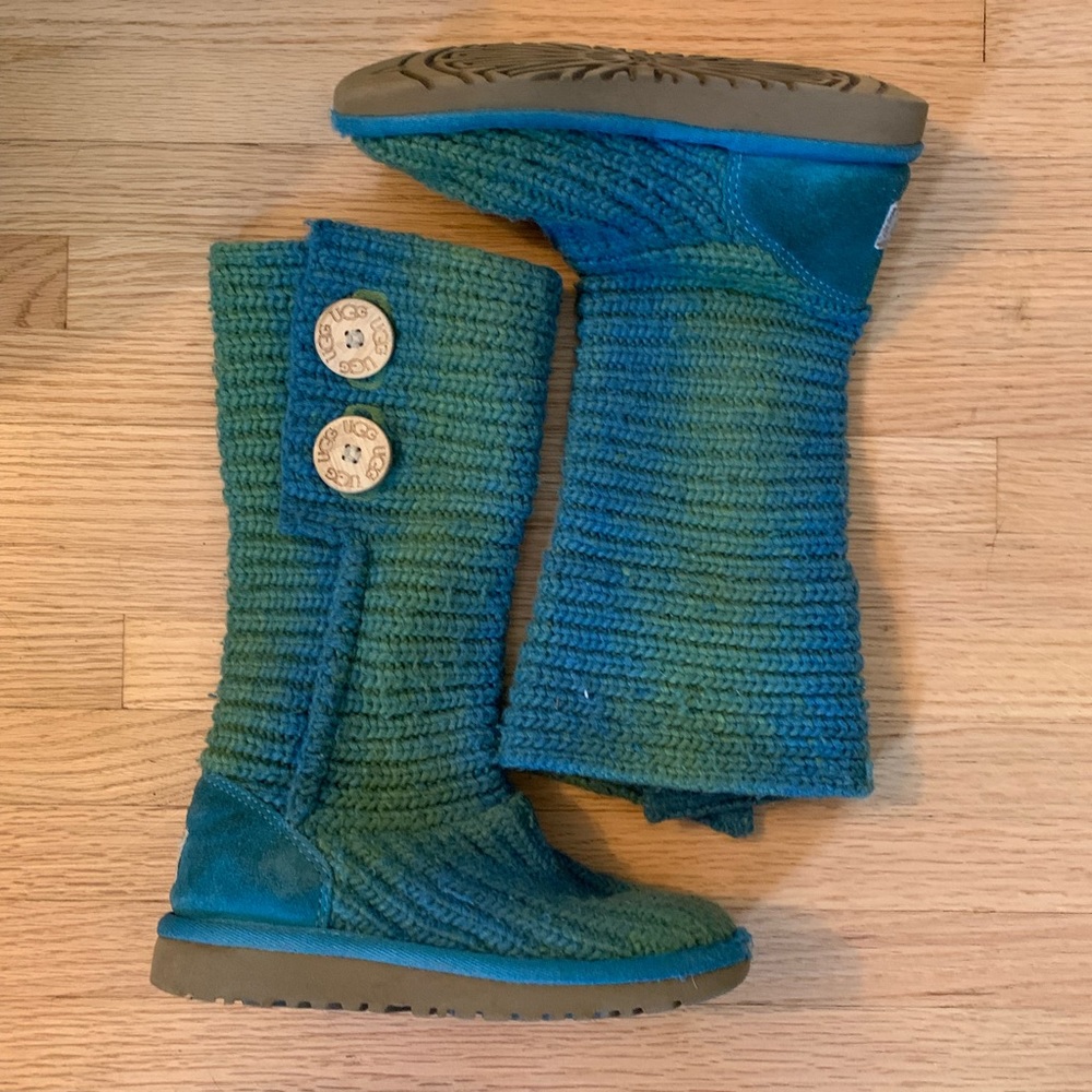 Ugg Kids Blue Green Sweater Boots Size 12